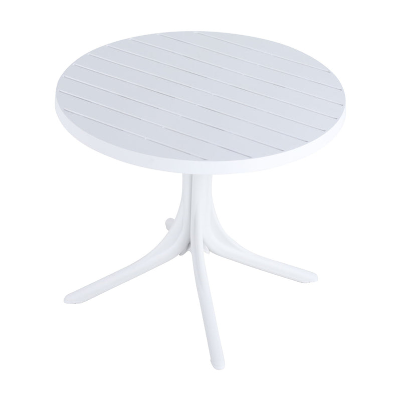 4 Piece Set Of Color Block Designed Single Chairs & Round Table - Cream White / Haze Green / White