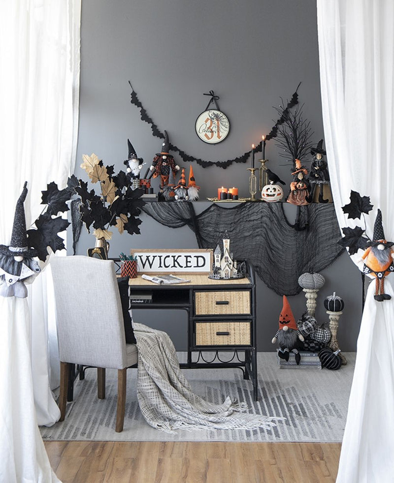 Standing Gnome With Gnome & Holding Banner, For Halloween Decor