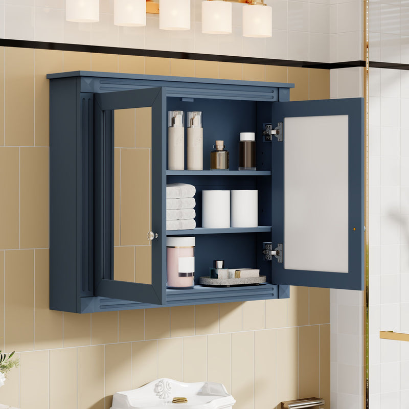 Wall-Mounted Medicine Cabinet With 2 Mirrors, Adjustable Shelves