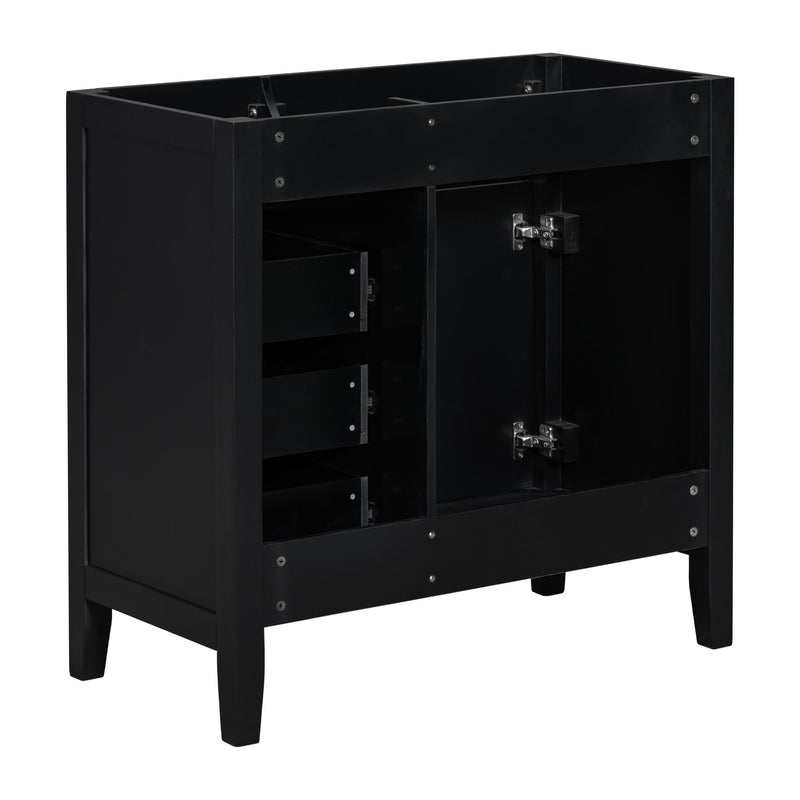 Modern Bathroom Vanity Base Only, 2 Doors And 3 Drawers