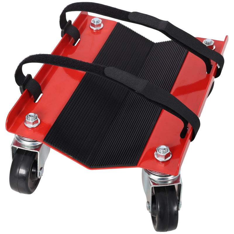 Heavy Duty Snowmobile Dolly V Slide With 2.5" Swivel Casters, Rubber Pad, 1500Lbs Capacity Steel - Red
