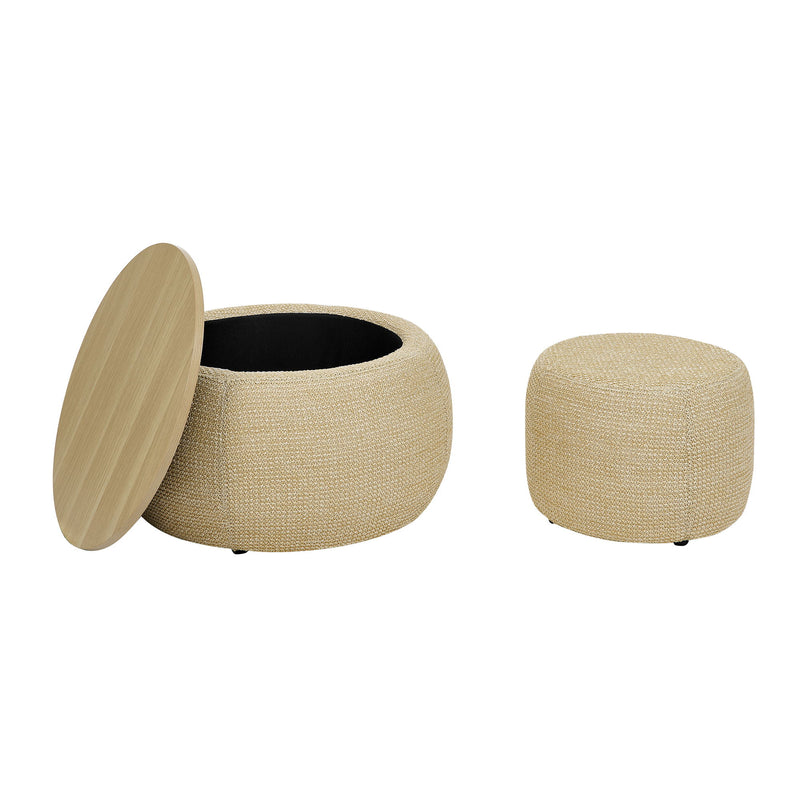Round Storage Ottoman, 2 In 1 Function, End Table And Ottoman