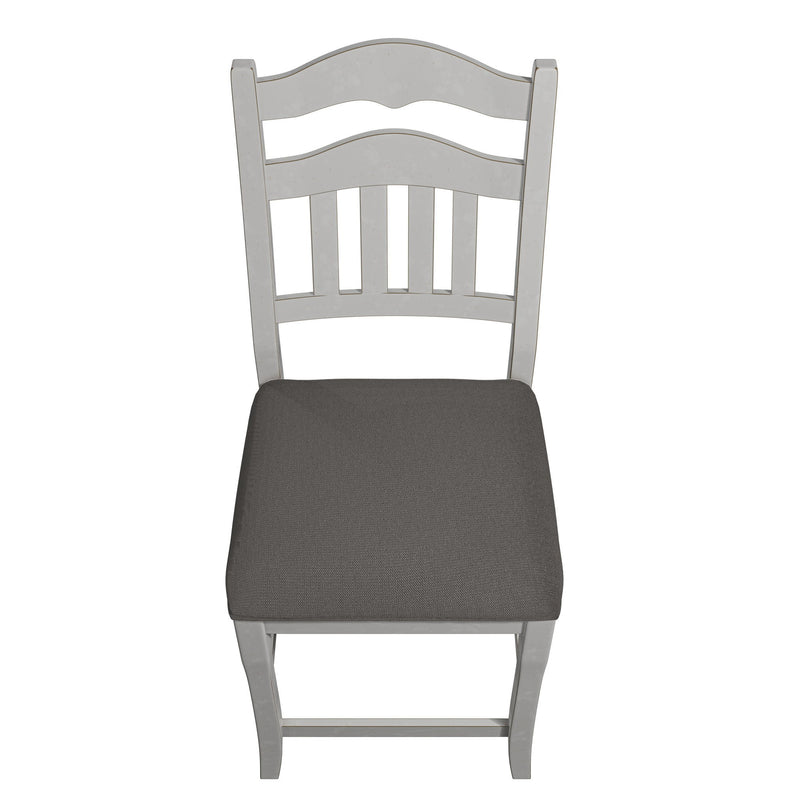 7 Piece Counter Height Dining Set With Storage Base And Ladder Back Chairs - Antique White / Gray