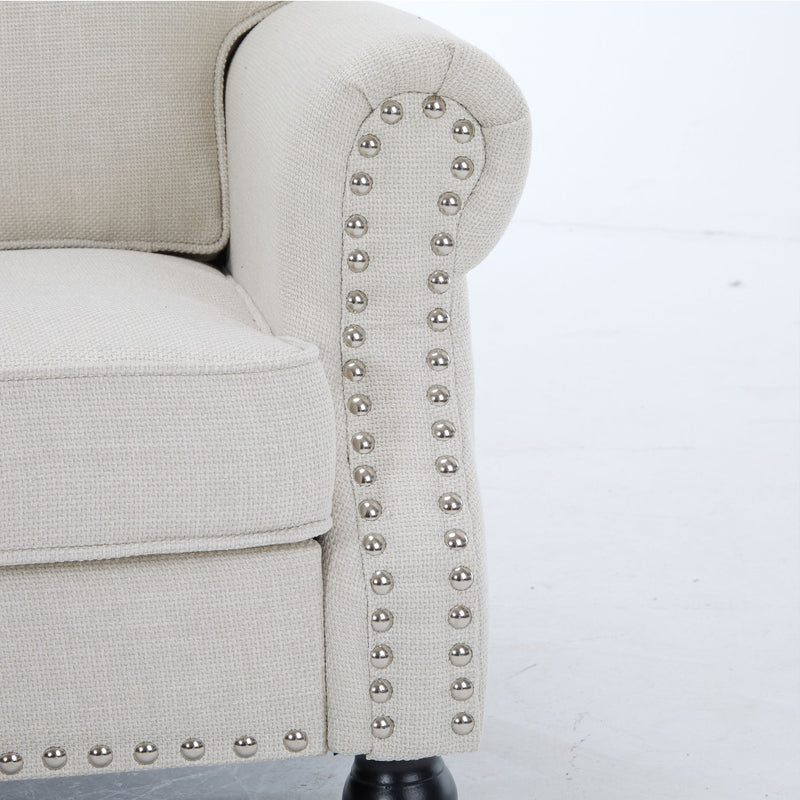 Rolled Arm Sofa With Nailhead Trim With Wooden Legs