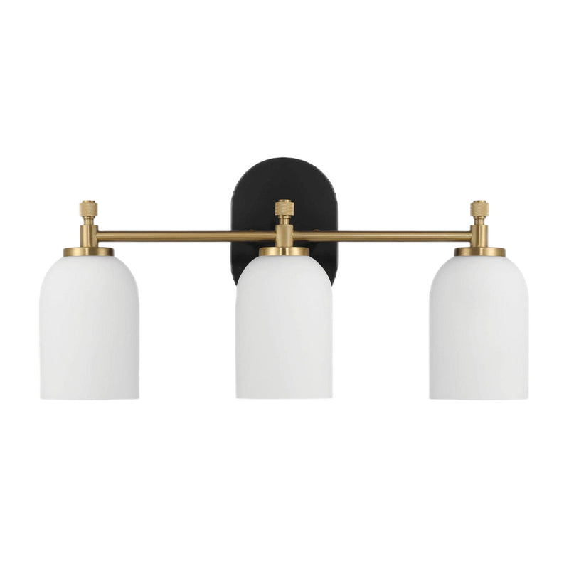Meadows - 3 Lights Vanity Brush Bathroom Wall Light For Bathroom Over Mirror - Black / Gold / White