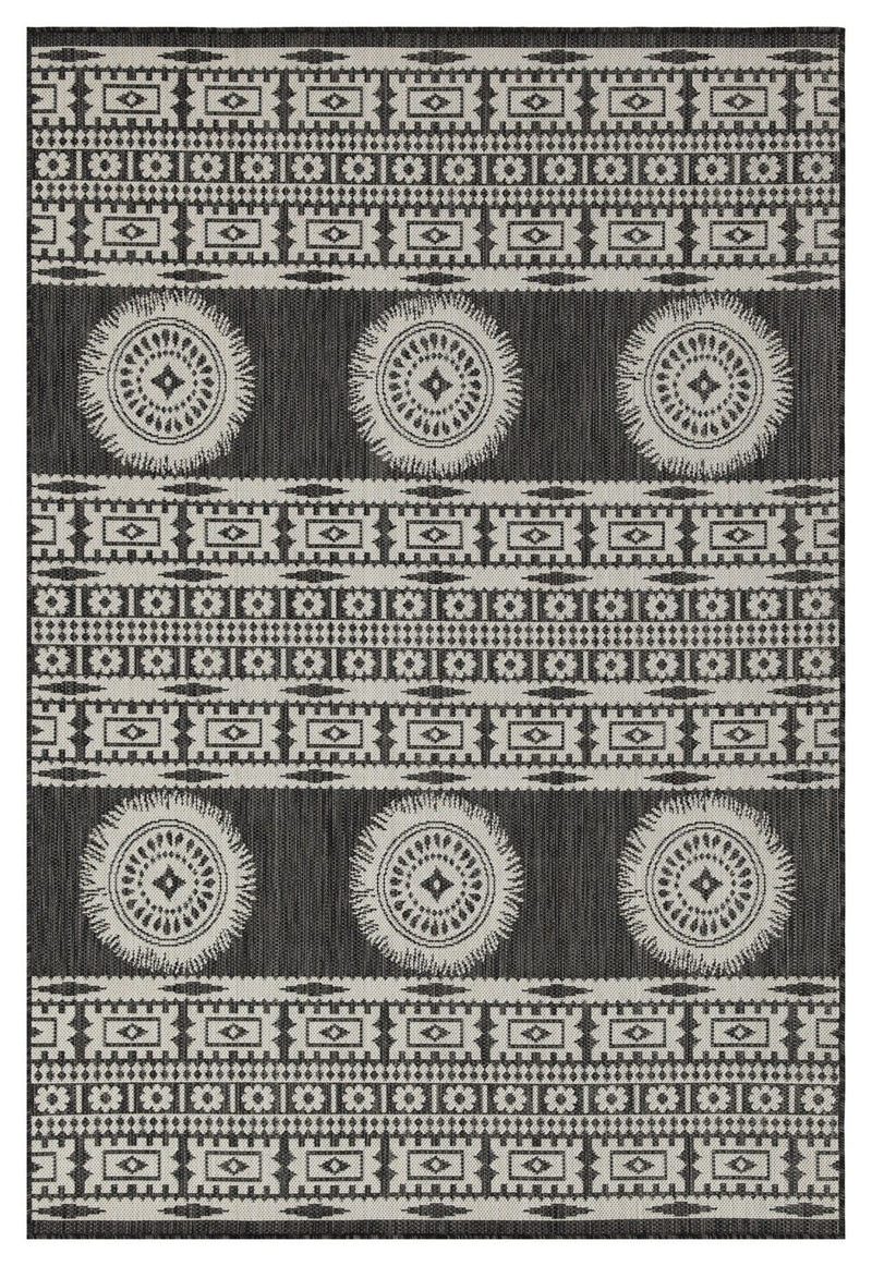 Sunshine - 5'3" X 7'3" Indoor, Outdoor Area Rug Polypropylene - Anthracite / Dark Gray / White