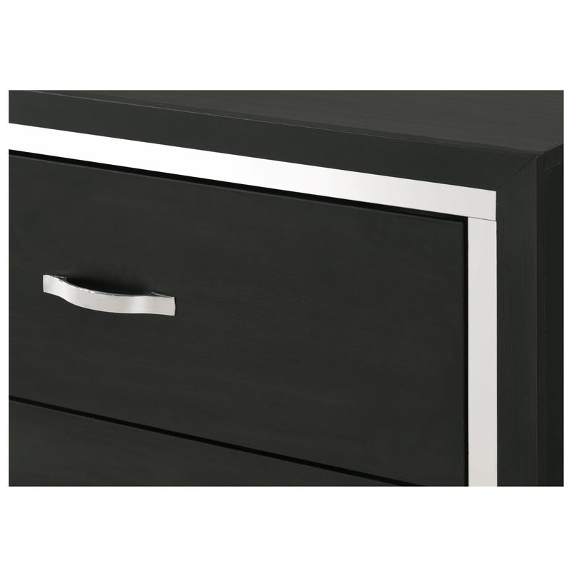 2 Drawer Bedroom Nightstand With Handles - Black