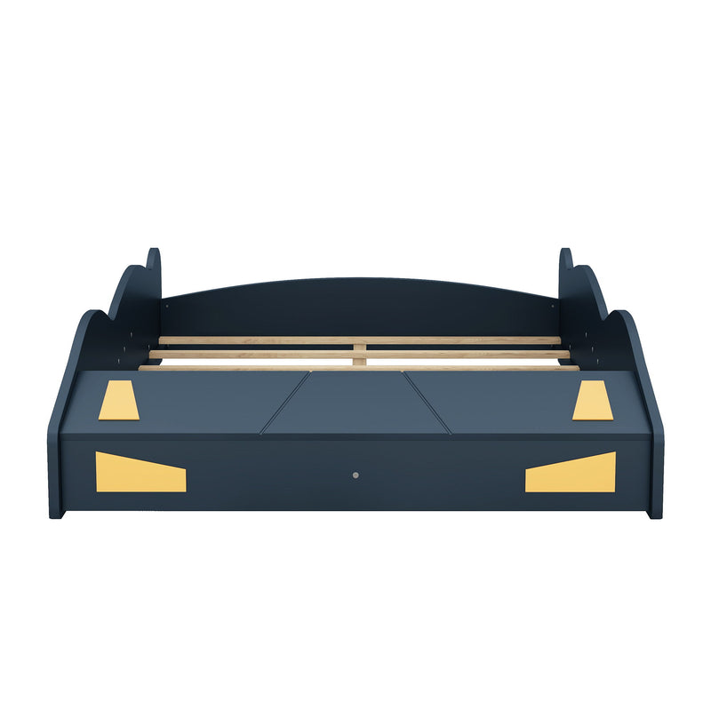 Race Car Shaped Platform Bed With Wheels And Storage