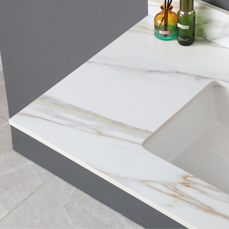 Vanity Top With Undermount Sink And Backsplash, Sintered Stone