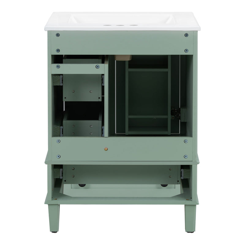 Bathroom Vanity With Integrated Basin, Soft Close Drawers, Door Mounted Double Layer Shelf
