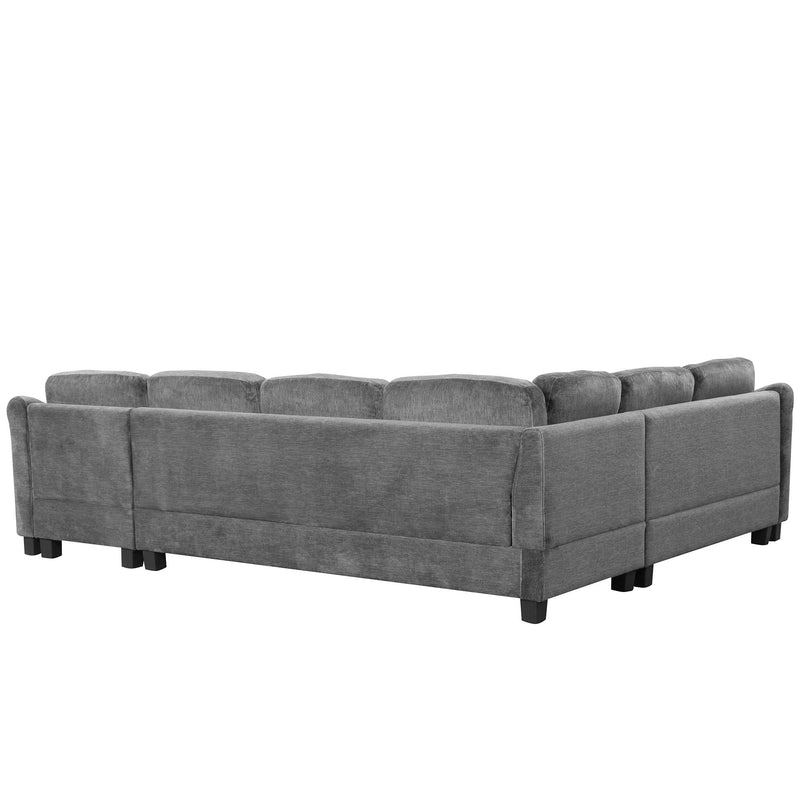 Contemporary U - Shaped Sectional Sofa With Movable Storage Ottoman