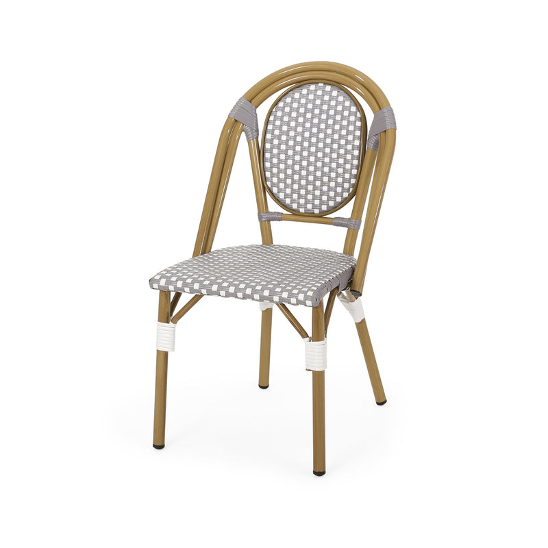 Outdoor Rattan And Aluminum French Bistro Chair Set