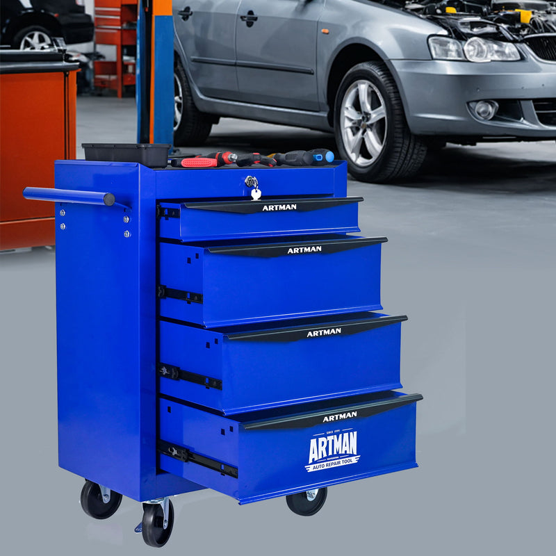 Rolling Metal Tool Chest With Drawers, Steel Storage Cabinet With Ball Bearing Slides