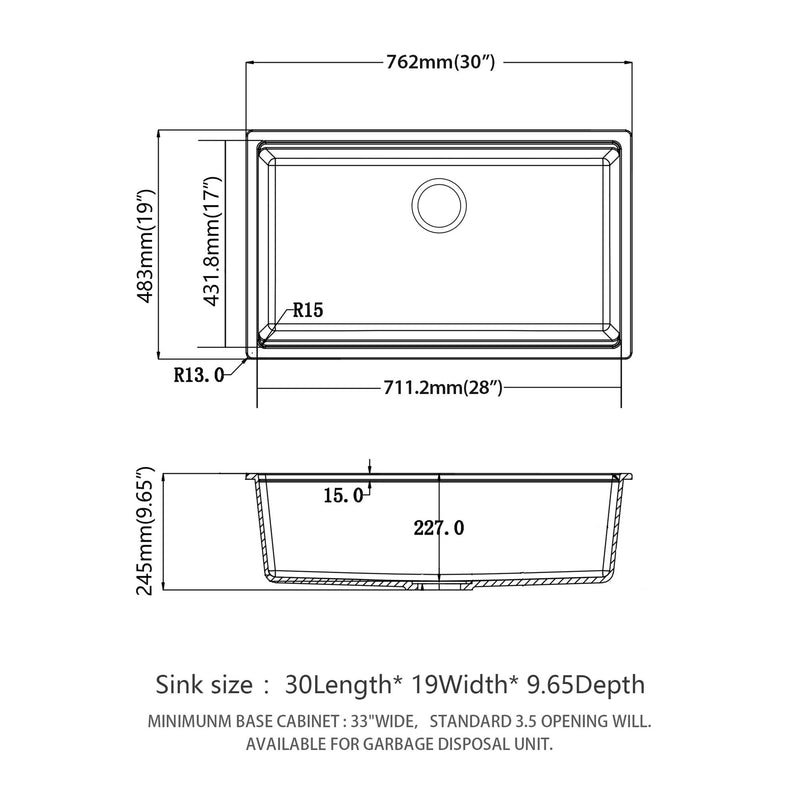 Quartz Kitchen Sink, Composite Workstation, Undermount