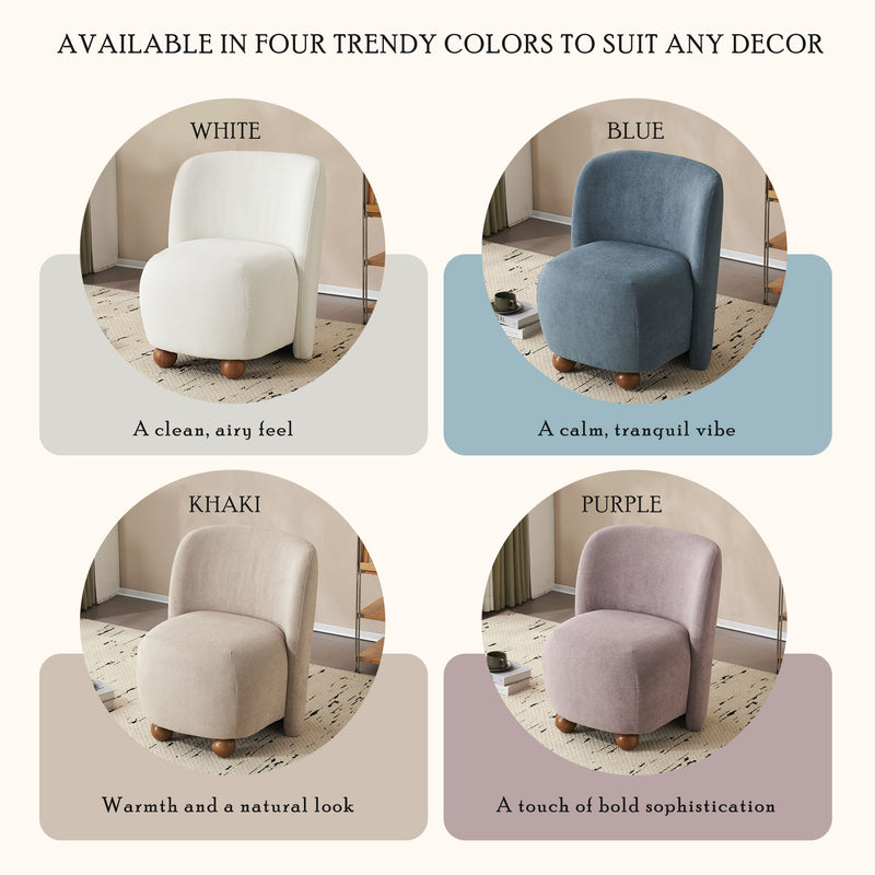 Modern Low Back Accent Upholstered Armless Living Room Chairs, Round Feet