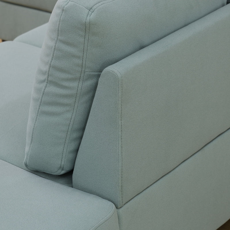 L - Shaped Sectional Sofa With Left Chaise & Ottoman - Pale Green