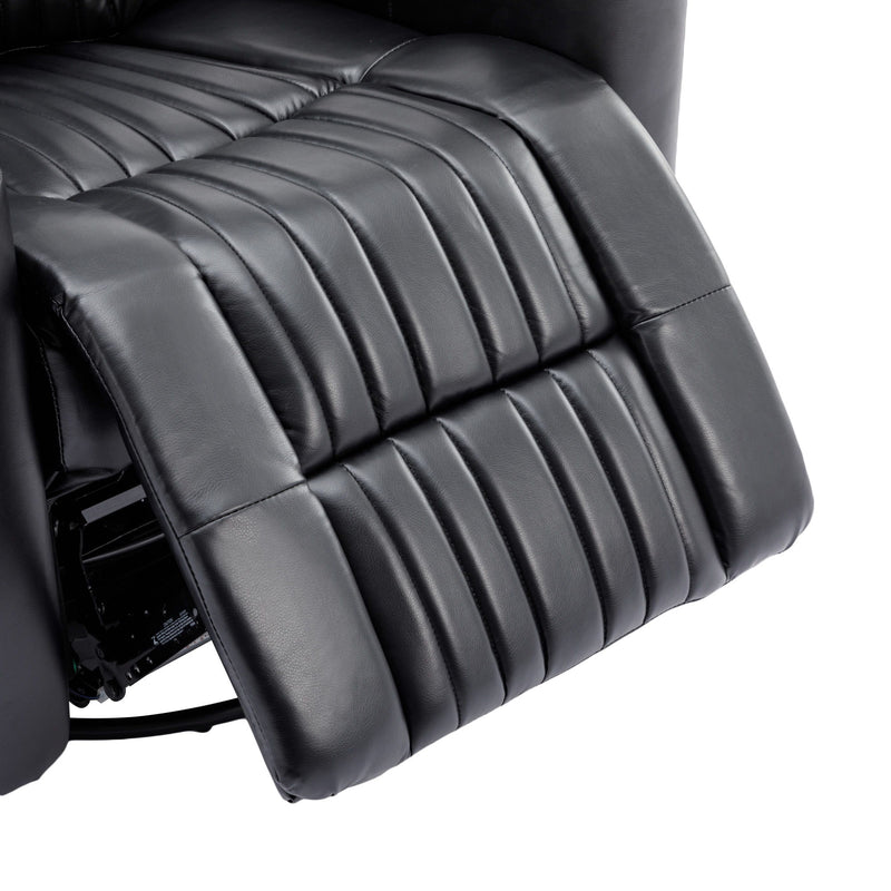 270° Power Swivel Recliner Home Theater Chair With Hidden Arm Storage, LED Light, Cup Holder, And Tray Table