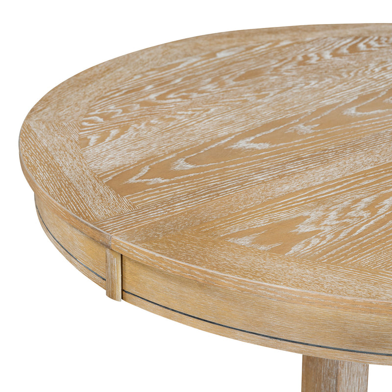 Dining Set & Extendable Round Table And 4 Upholstered Chairs