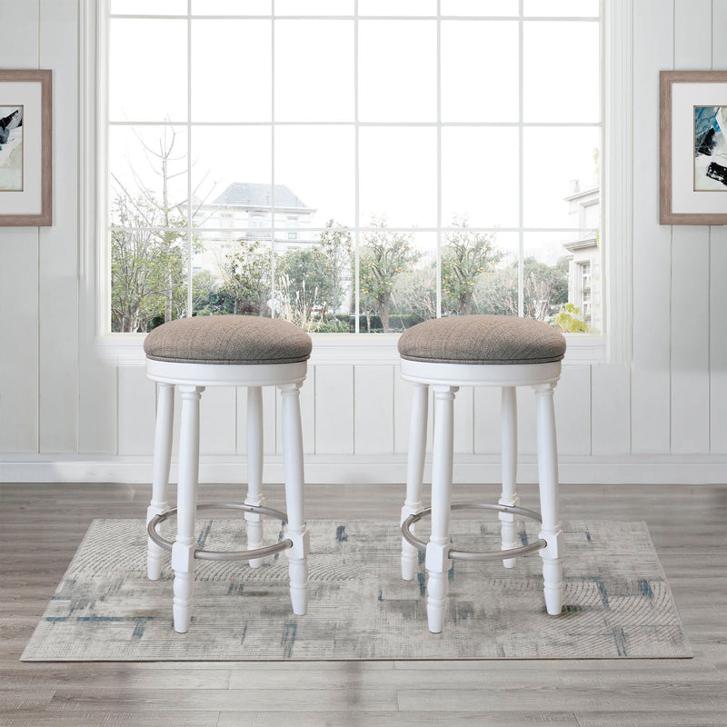 360° Swivel Wooden Barstools With Upholstered Seat, Counter Height (Set of 2)