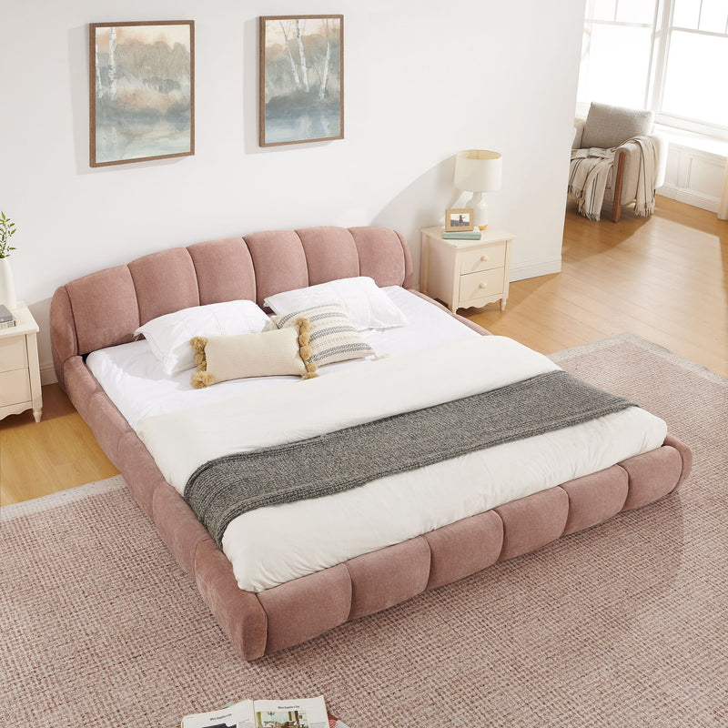 Upholstered Platform Bed Frame, Low Profile Floor Bed, No Box Spring Required