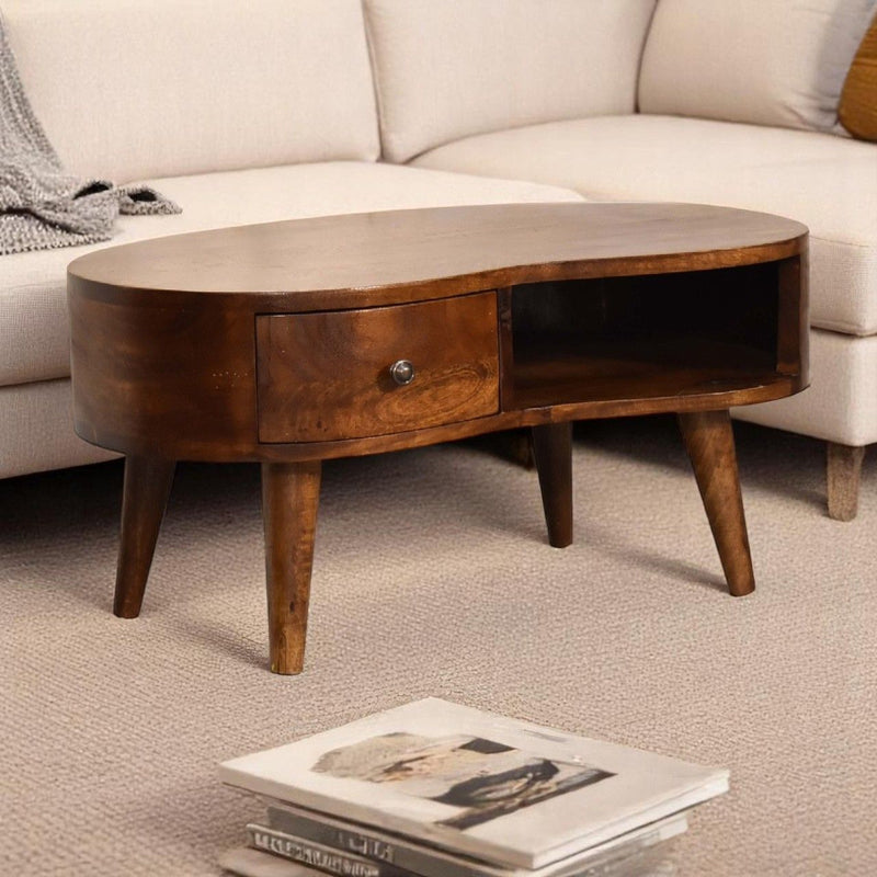 Wave Coffee Table With 1 Drawer