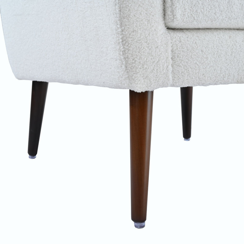Modern Accent Chair, Arm Chairs For Living Room, Upholstered Mordern Armchair, Comfy Soft Padded Lounge Chair In Small Space, Bedroom, With Pillow, Solid Wood Leg