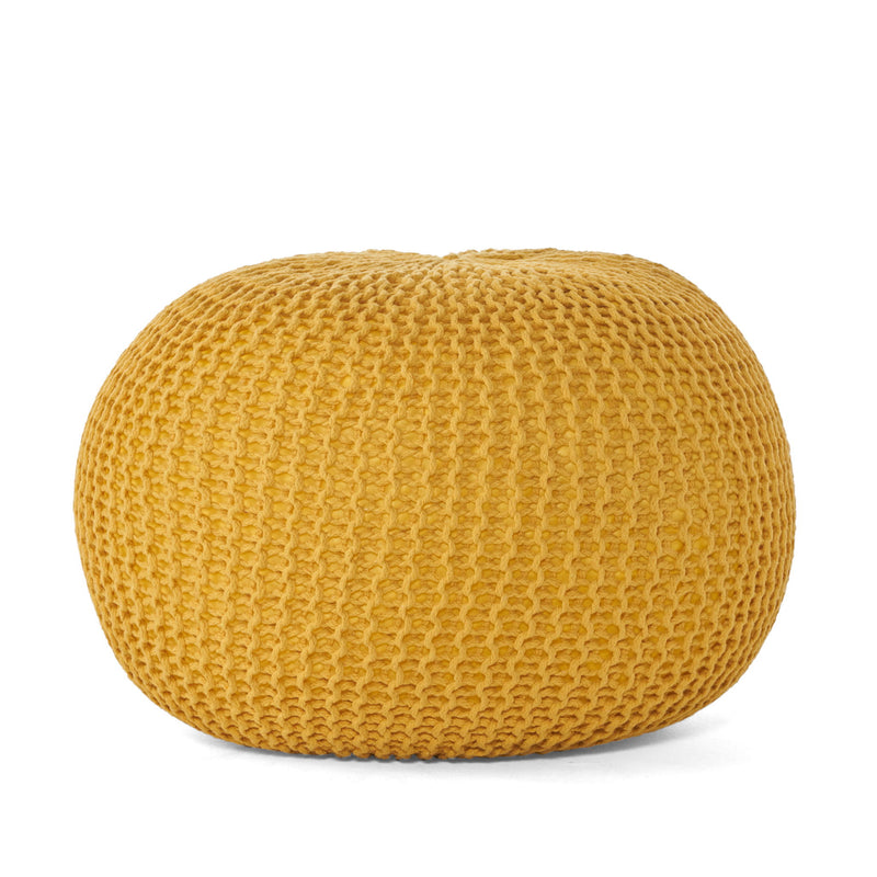 Bordeaux - Knitted Round Pouf, Versatile Ottoman And Floor Cushion