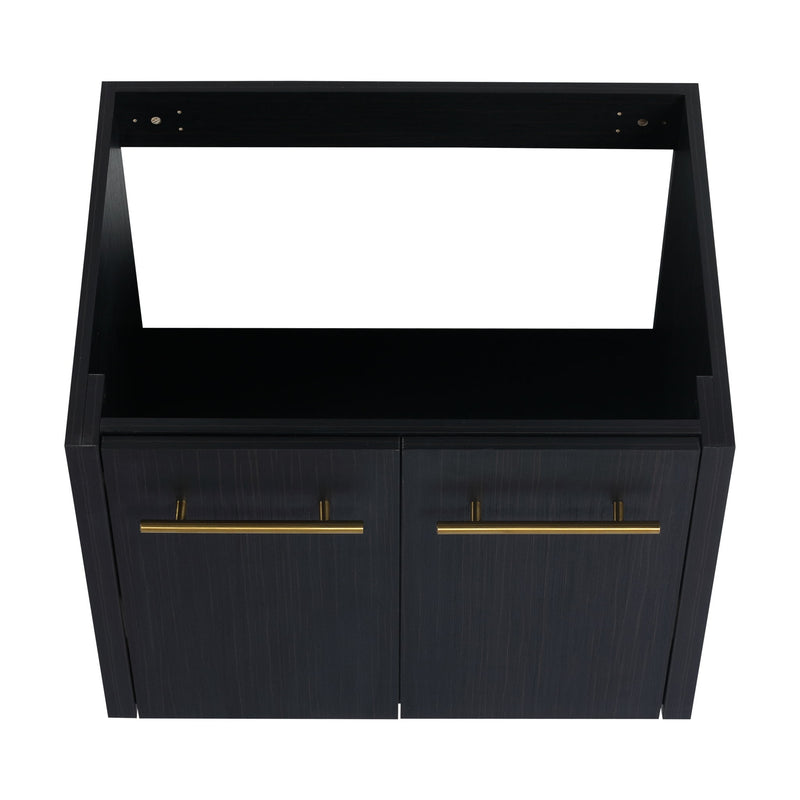 Modern Wall Mounted Bathroom Vanity With Resin Sink And Storage Rack