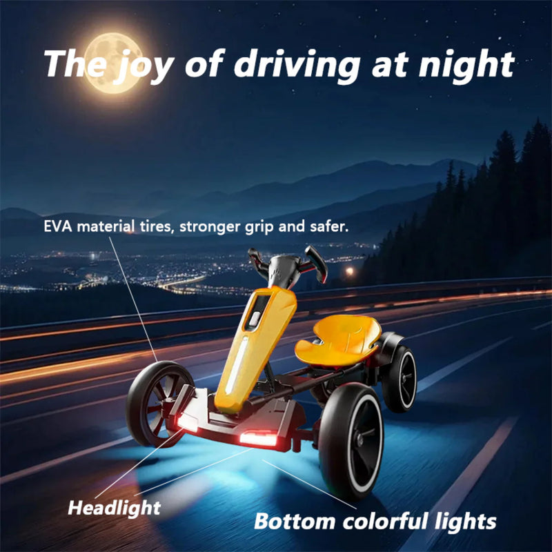 Electric Kids Pedal Go Kart With Adjustable Seat, Foldable Design