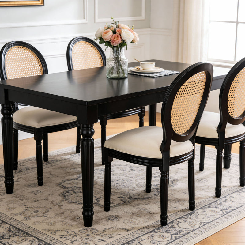 Dining Chairs, Upholstered With Round Back (Set of 2) - Black