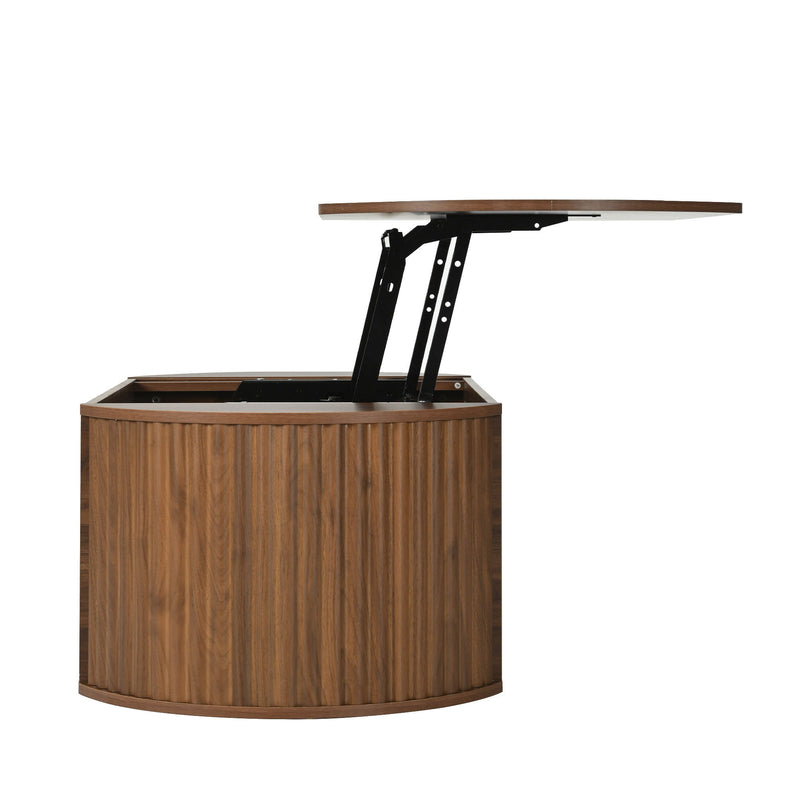 Lift Top Coffee Table With Hidden Compartment, Modern Oval Lift Tabletop For Home Living Room