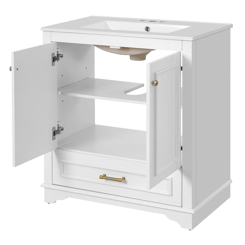Bathroom Vanity With Sink, Cabinet & 2 Soft Closing Doors & Adjustable Shelf