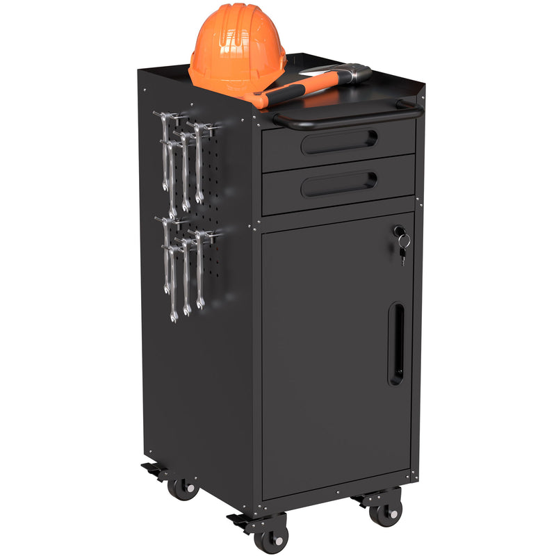 Rolling Tool Cabinet Heavy Duty Garage Storage With Lockable Doors & Drawers