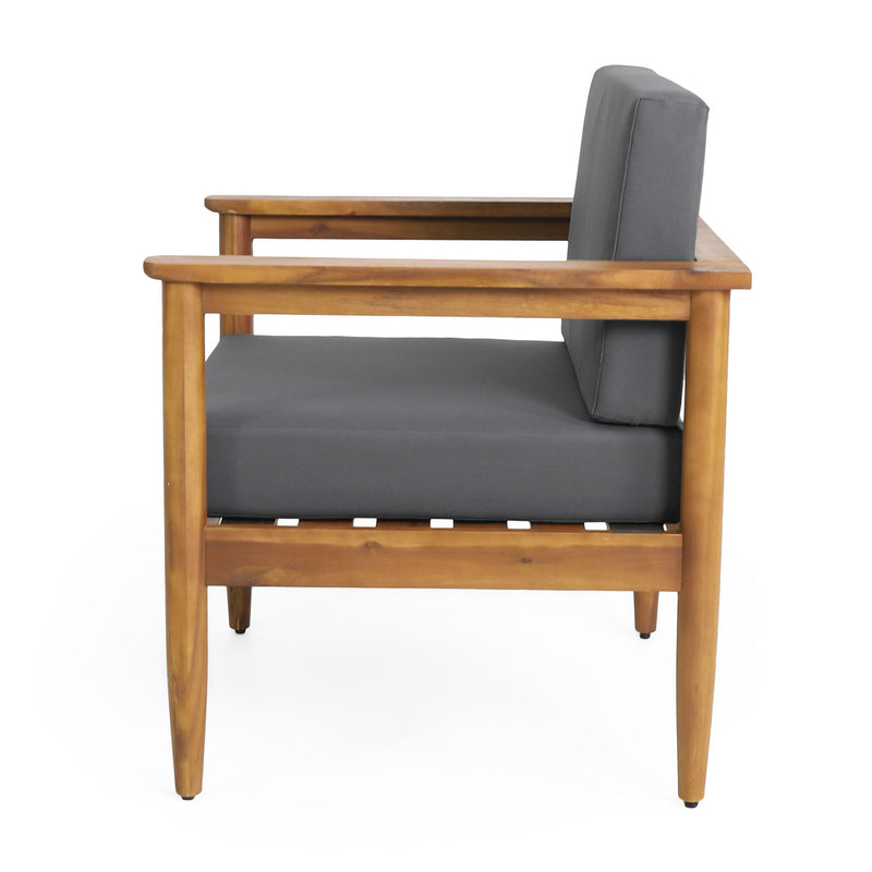 Outdoor Club Chair, Patio Chair With Teak Acacia Wood Frame - Dark Gray