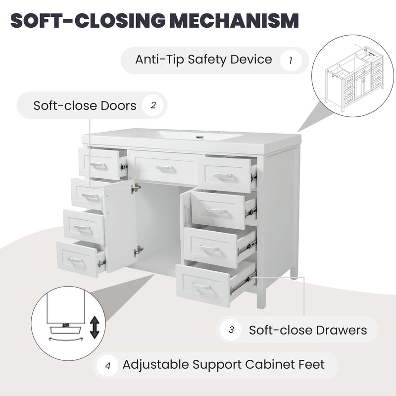 Bathroom Vanity Cabinet Only With 2 Soft Close Doors And 8 Drawers