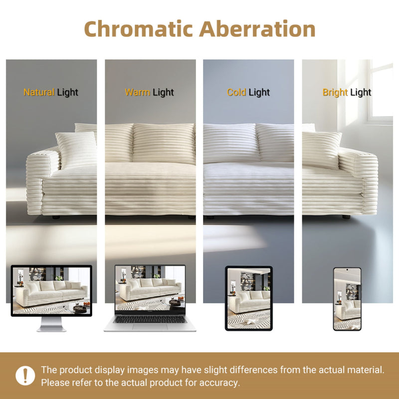 4 Seat Sofa, Modern Comfy Upholstered Sofa Cloud Couch, Deep Seat Couches With Soft Pillows