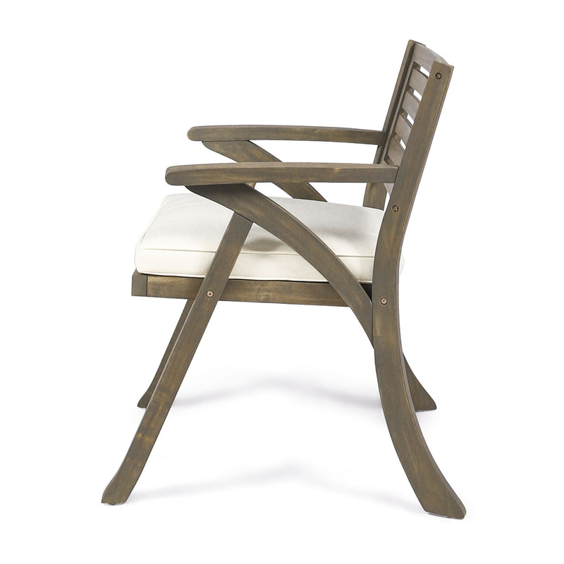 Helen - Outdoor Acacia Wood Dining Chair (Set of 2) - Gray / Creme