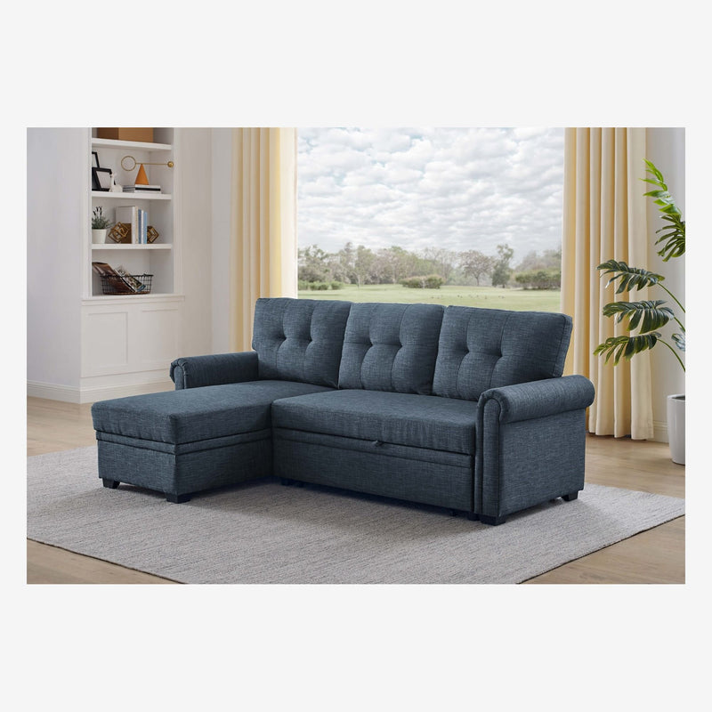 Upholstered Sleeper Sofa With Reversible Storage Chaise
