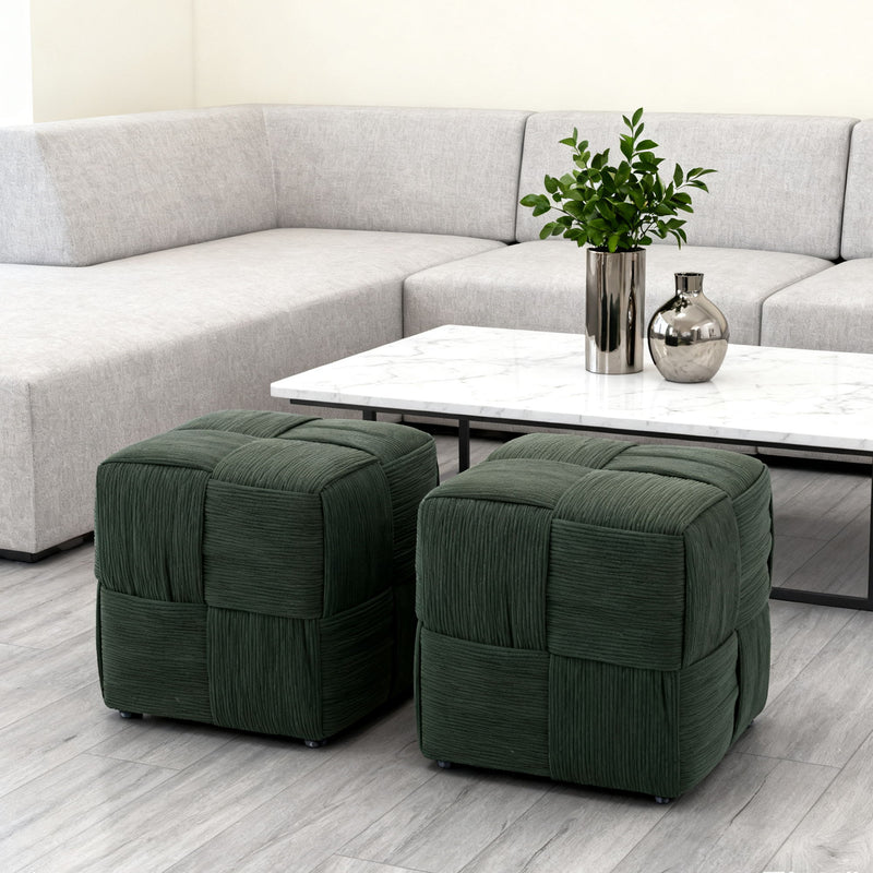 Modern Ottoman Foot Rest With Woven Design