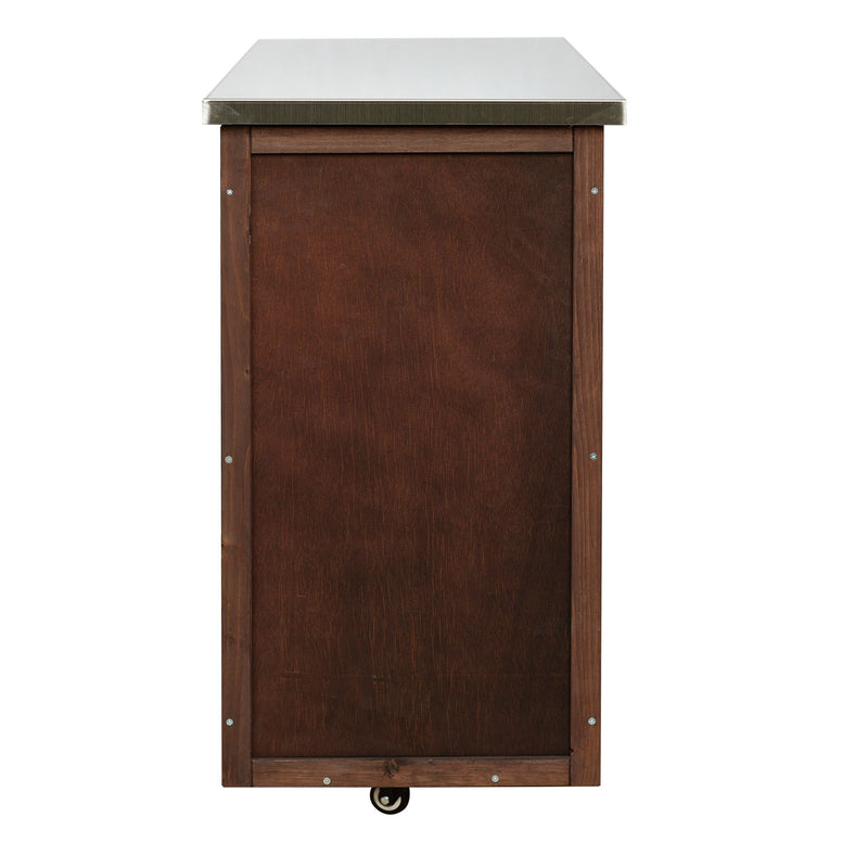 Outdoor Kitchen Island Prep Station With Lockable Wheels, Ample Storage, Towel & Spice Racks