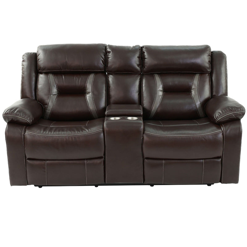 Modern Reclining Loveseat With Console, Cup Holders, Storage