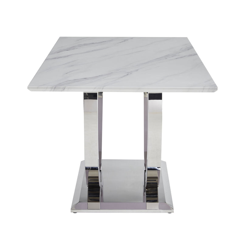 Rectangular Dining Table - Silver / White