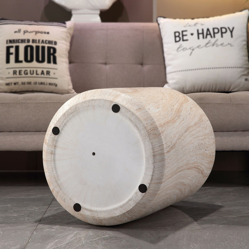 Tall Cylindrical Accent Coffee Table In - Beige / Yellow