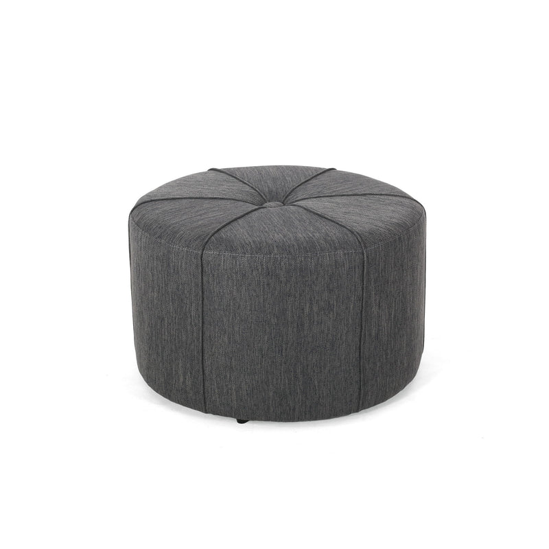 Contemporary Ottoman With Tonal Piping And Button Tuft Design