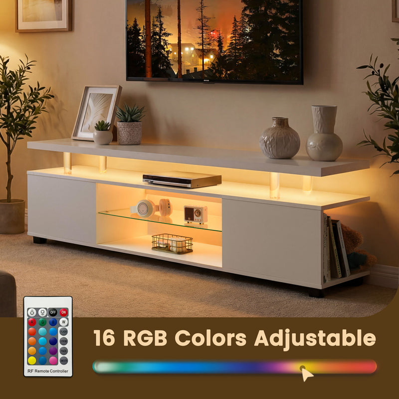 TV Stant With LED And Large Side Cabinet