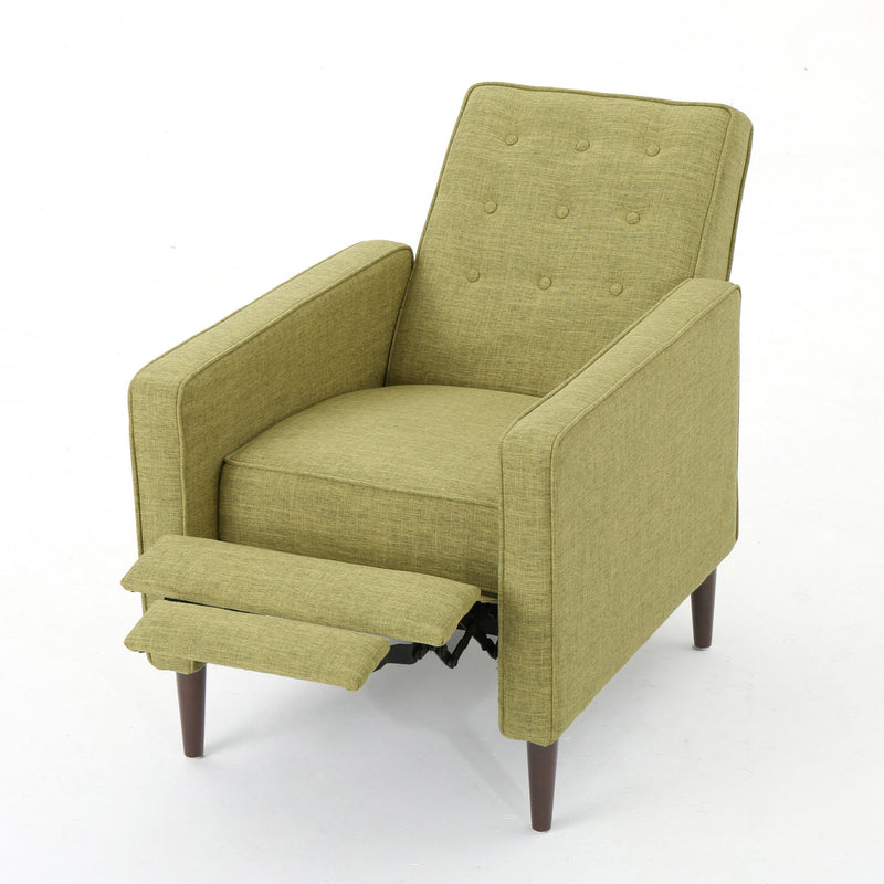 Mid-Century Modern Recliner With Button Tufted Waffle Stitch