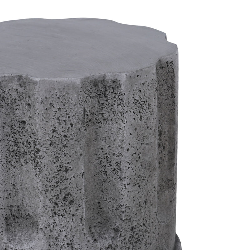 Outdoor End Table, Round Side Table For Patio And Garden - Antique Gray