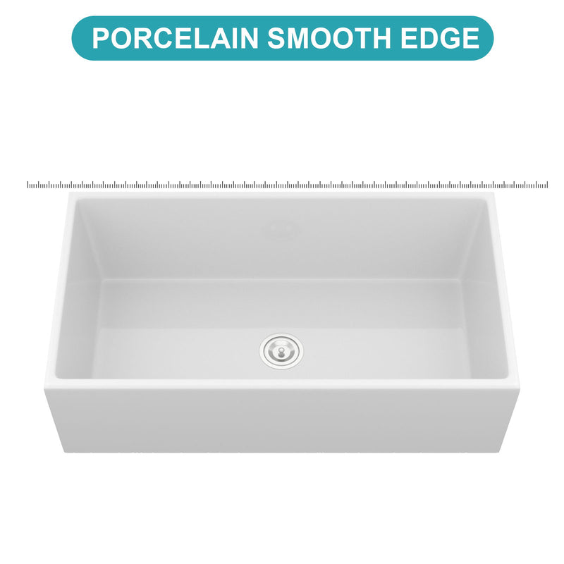 Farmhouse Sink, Apron-Front Porcelain Ceramic Single Bowl
