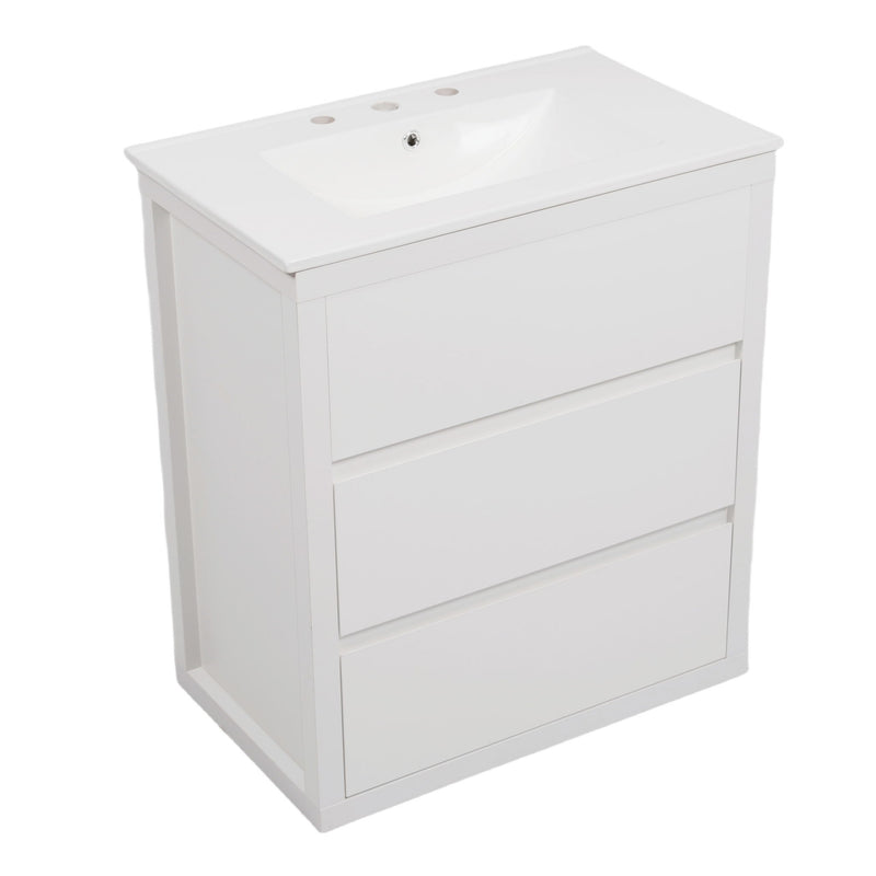 Double Sinks Bathroom Vanity Set With 2 Ceramic Basins