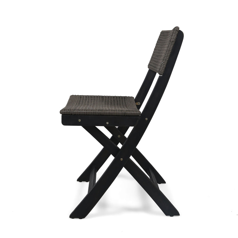 Bistro Foldable Chair With Wicker Backrest